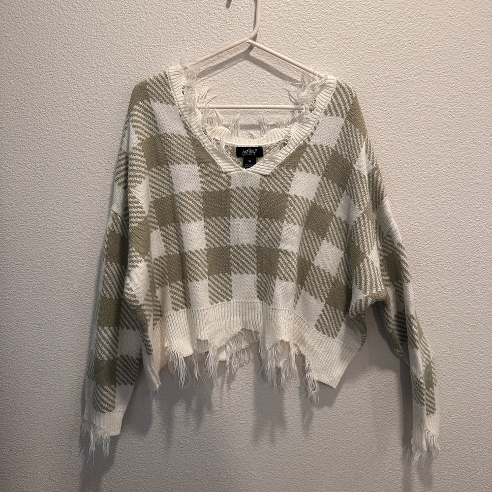 Off the shoulder Gingham sweater